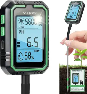 Rhein-B® Feuchtigkeitsmessgerät Pflanzen, 4-in-1 Digital Plant bodenmessgerät wi