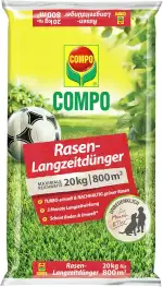 COMPO Rasendünger mit 3 Monaten Langzeitwirkung für Frühjahr und Sommer - tierfreundlich - Premium Rasen-Langzeitdünger - 20 kg für 800 m² - 20 kg für 800 m²