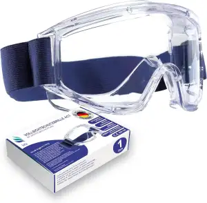 kela 1er Pack Vollsichtschutzbrillen ACT I 100% Made in Germany | Ventilation Anti Fog Beschichtung | Acetatscheibe gegen Chemikalien I breites Kopfband | Baustelle, Labor, Werkstatt