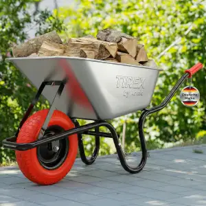 TIREX by xonic® Schubkarre mit Stahlfelge – Verzinkte Wanne bis 250kg/ 100l - Ro