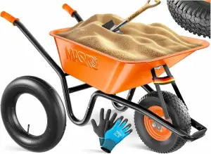 MASKO® Schubkarre Bauschubkarre Gartenschubkarre 100 Liter 250kg Luftreifen mit 