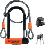 Kryptonite Evolution Mini-7 Bügelschloss - Sicherheitsgrad 7/10, robustes Anti-Diebstahl Fahrradschloss mit flexiblem Doppelschlaufenkabel und Transporthalterung, mit 3 Schlüsseln - 8,3 x 15,3 cm