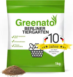 Rasen Nachsaat 1kg Greenato Berliner Tiergarten - schnellkeimend Frühjahr und He