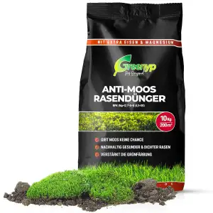 Greenyp Anti Moos Rasendünger I 2in1 Rasen- & Eisendünger 20kg für 400m² | Für R