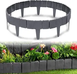 Aufun Rasenkante Kunststoff 10m Steinoptik Garden Border aus Polypropylen, Mähka