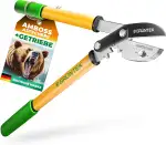 GRÜNTEK GRIZZLY Astschere mit Metall-Amboss, SK5-Stahl & Antihaftbeschichtung – 60mm Klingenlänge, 2-fach-Getriebe Baumschere, Antirutsch-Griffe, ergonomisch, Heckenschere