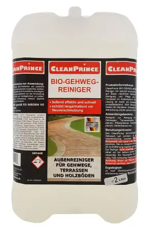 CleanPrince Bio Gehweg Reiniger 2 Liter Konzentrat Außenreiniger | Selbsttätige 