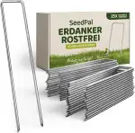 Erdanker/Heringe Anti ROST - 25 Stück - rostfreie Bodenanker für Gartenvlies, Unkrautvlies, Zaun & Zelt - 150mm*25mm*Ø3mm - Erdnägel/Bodenhaken aus Stahl - Bodenverankerung