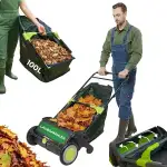 STREND PRO Laubsammler 100L | Manuelle Rasenkehrmaschine & Laubkehrer für Rasen | Großer Fangsack...