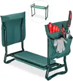 Relaxdays, grün Kniebank, weiches Kniekissen, 2 Taschen, klappbar, Kniehilfe Gartenarbeit, bis 150 kg, HBT 50x60x27,5cm, EVA, Gartenbank