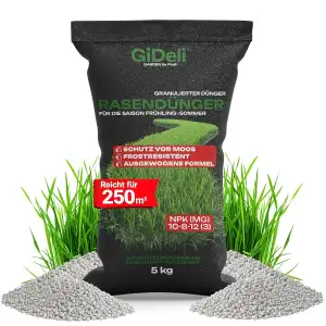 Rasendünger 5 kg für 250 m² - granulierter Dünger reduziert Moosbildung - Für Fr
