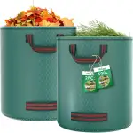 2X 500L Gartenabfallsack, Gartensack mit 4 Griffe, Selbststehend, Wasserdicht, Laubsack Haltbar K...