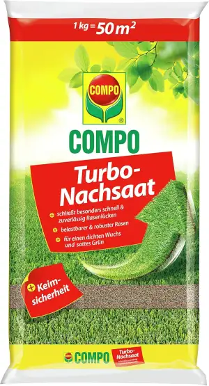 COMPO Turbo Nachsaat, Rasensamen, Schließt besonders schnell und zuverlässig Lüc