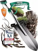 Spaten mit Wurzelsäge Pro [Massivstahl] Wurzelspaten für die Gartenarbeit | mit 20 Sägezähnen, er...