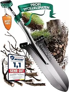 Spaten mit Wurzelsäge Pro [Massivstahl] Wurzelspaten für die Gartenarbeit | mit 